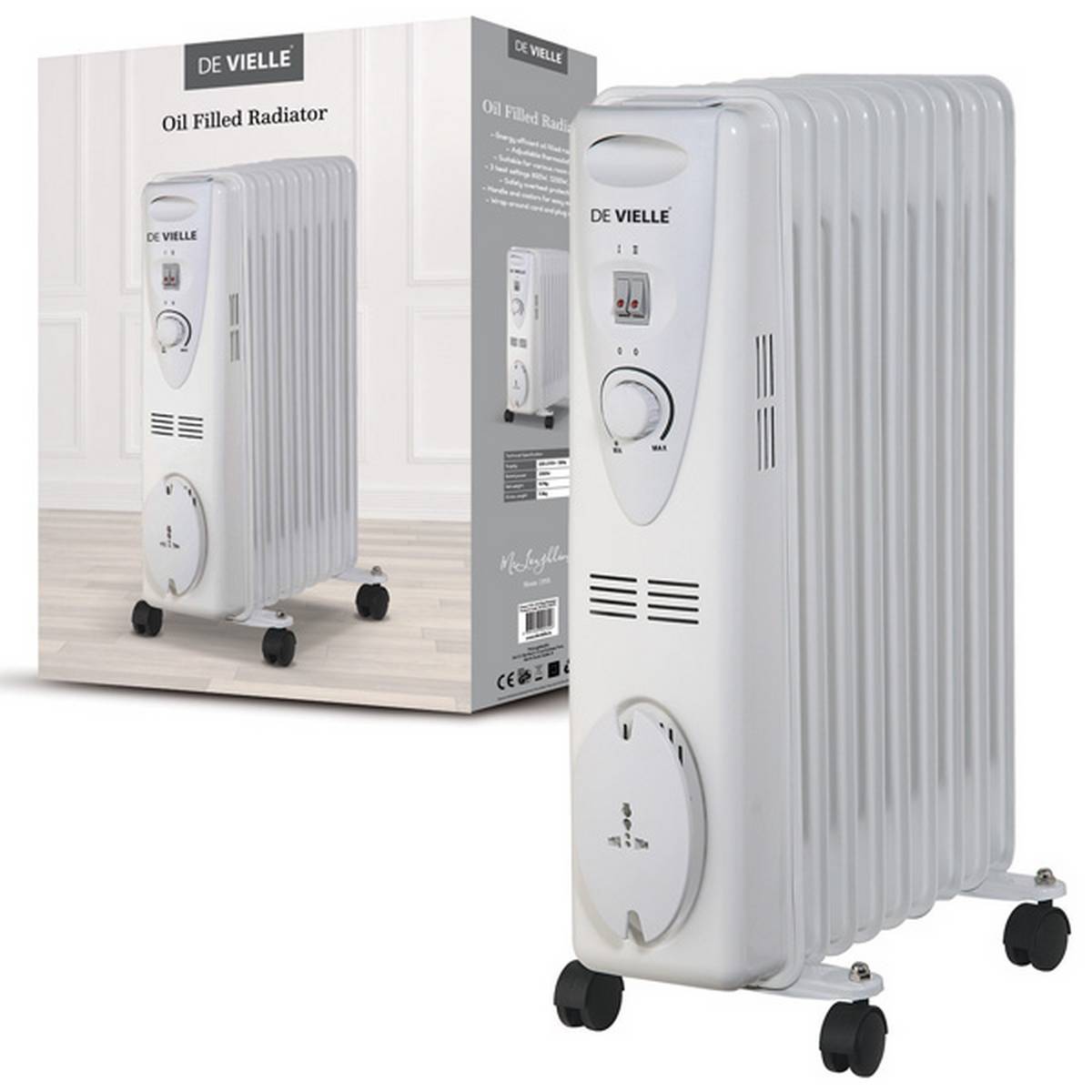 DE VIELLE PREMIUM 9 FIN OIL FILLED RADIATOR 2000W