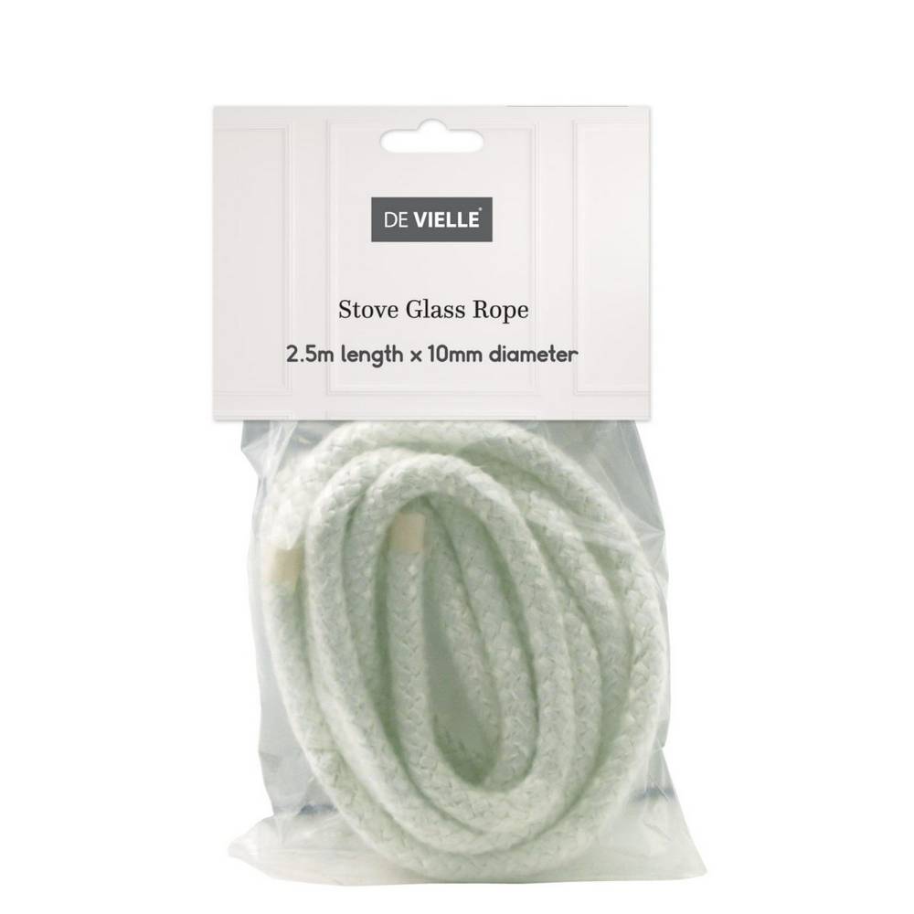 DE VIELLE STOVE GLASS ROPE 10MM X 2.5M WHITE