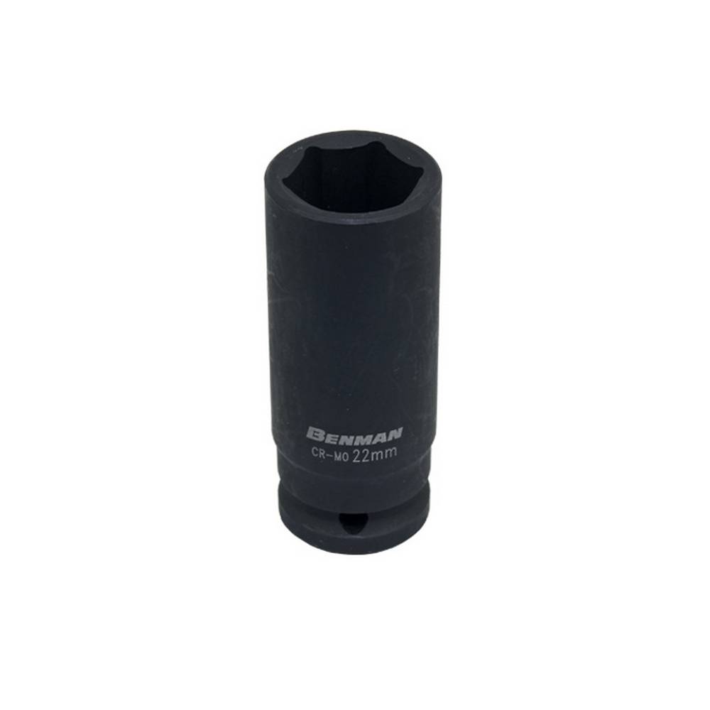 BENMAN IMPACT DEEP SOCKET, BLACK, 1/2", 78MML 12MM