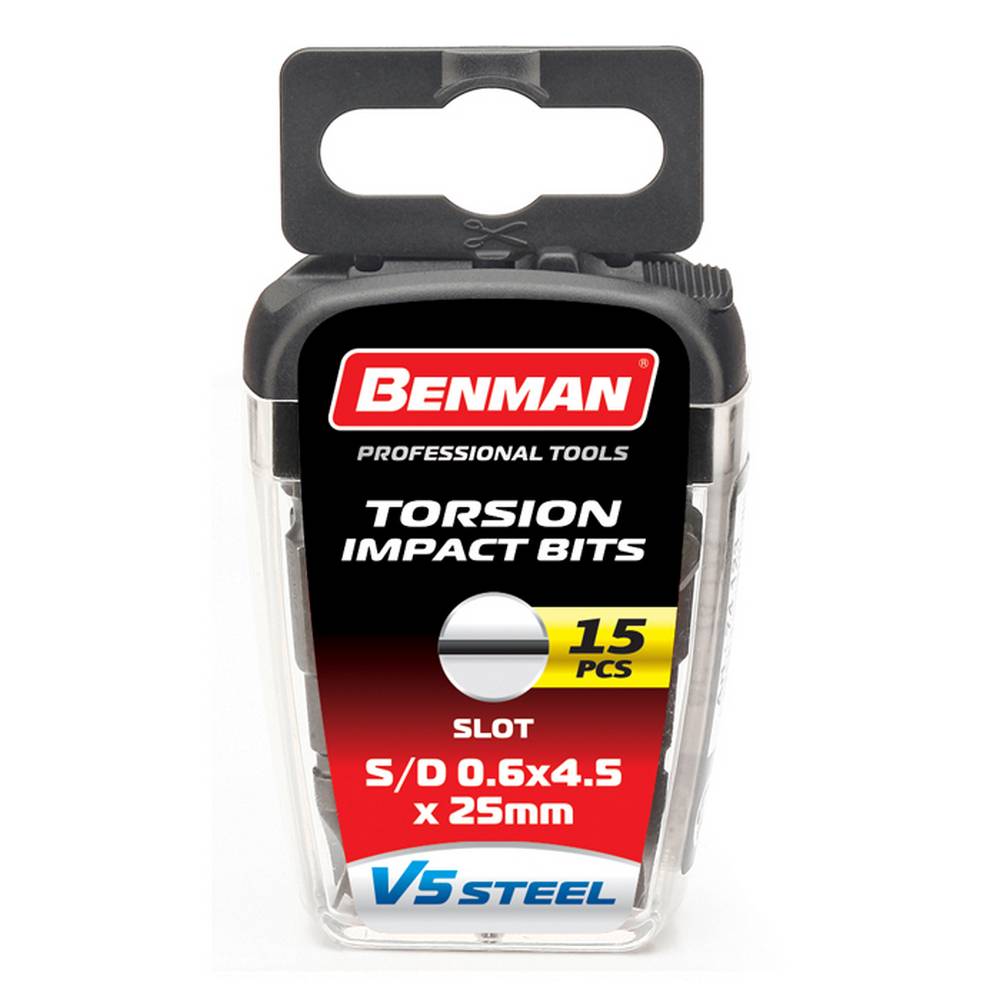 BENMAN SCREW BITS SLOTTED 0.5 X 4.0 X 25MM (15PCS)