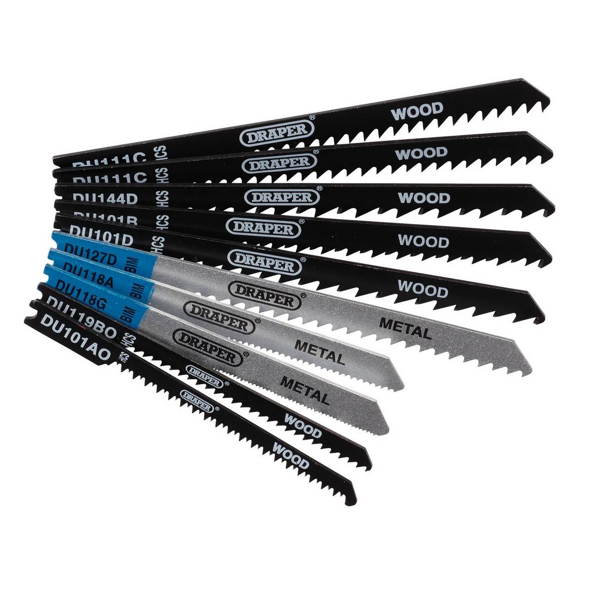 DRAPER ASSORTED BIM AND HCS JIGSAW BLADE SET FOR WOOD AND METAL (10 PIECE)