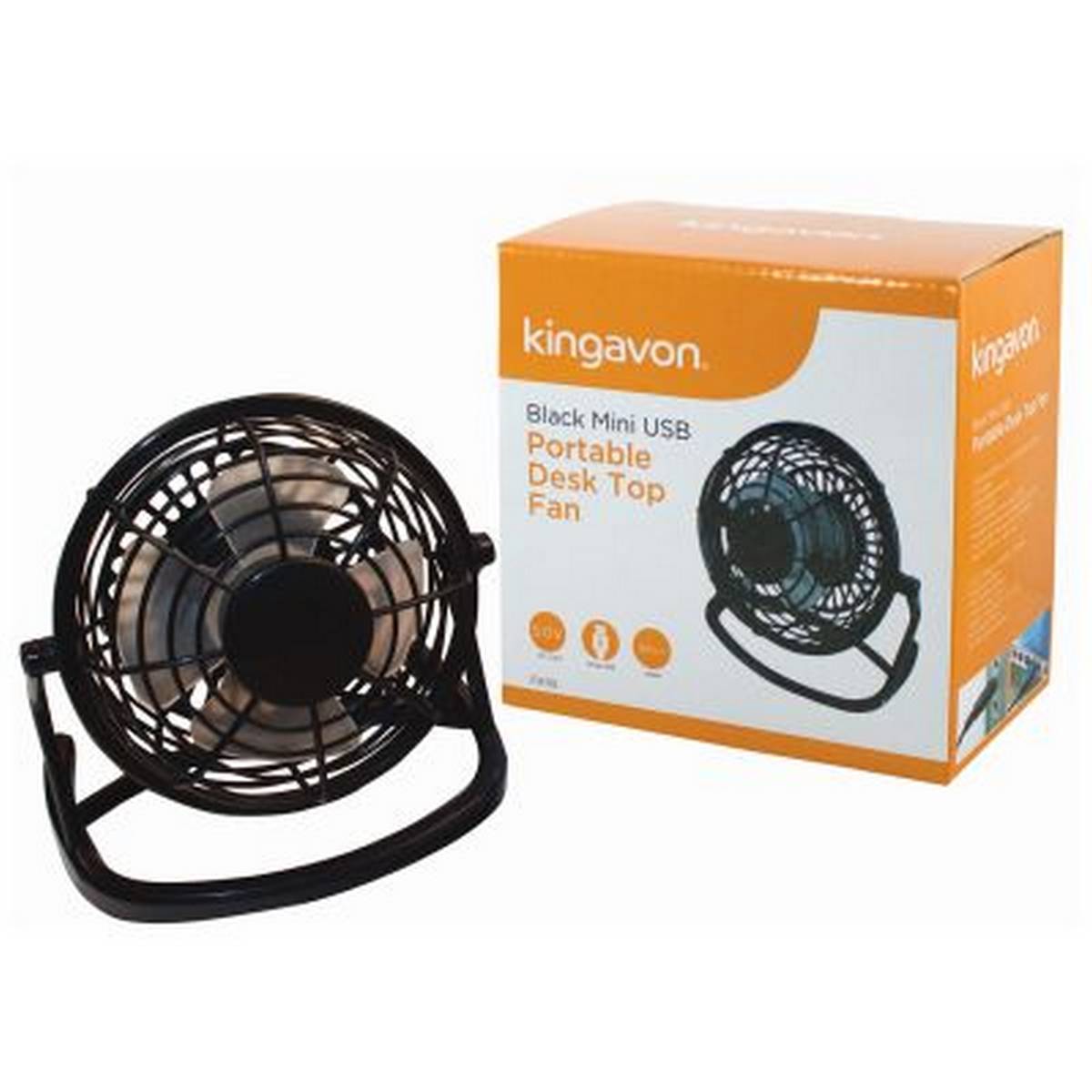 KINGAVON MINI USB PLASTIC PORTABLE DESK TOP FAN - BLACK BB-FA115