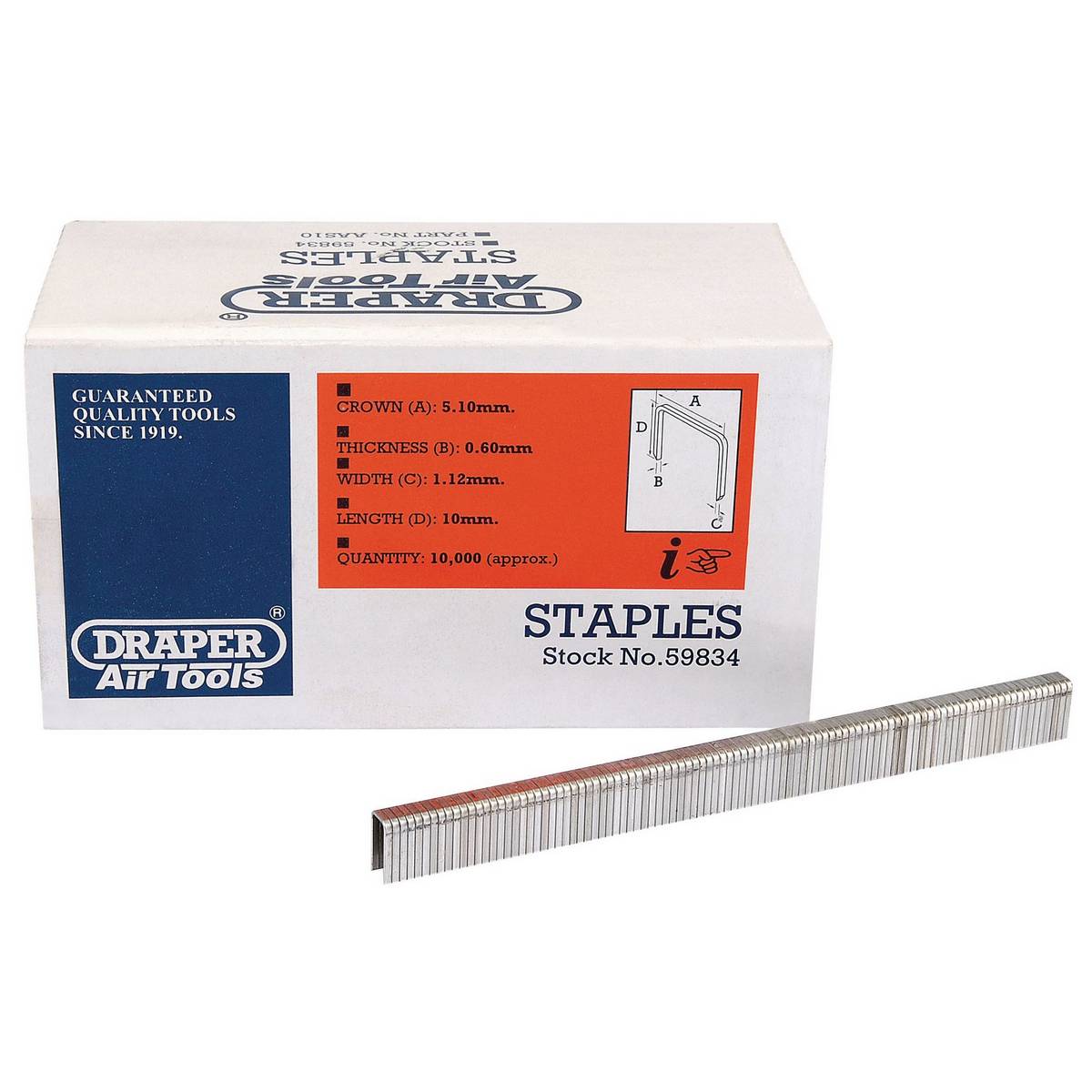 DRAPER STAPLES, 10MM (PACK OF 10000)