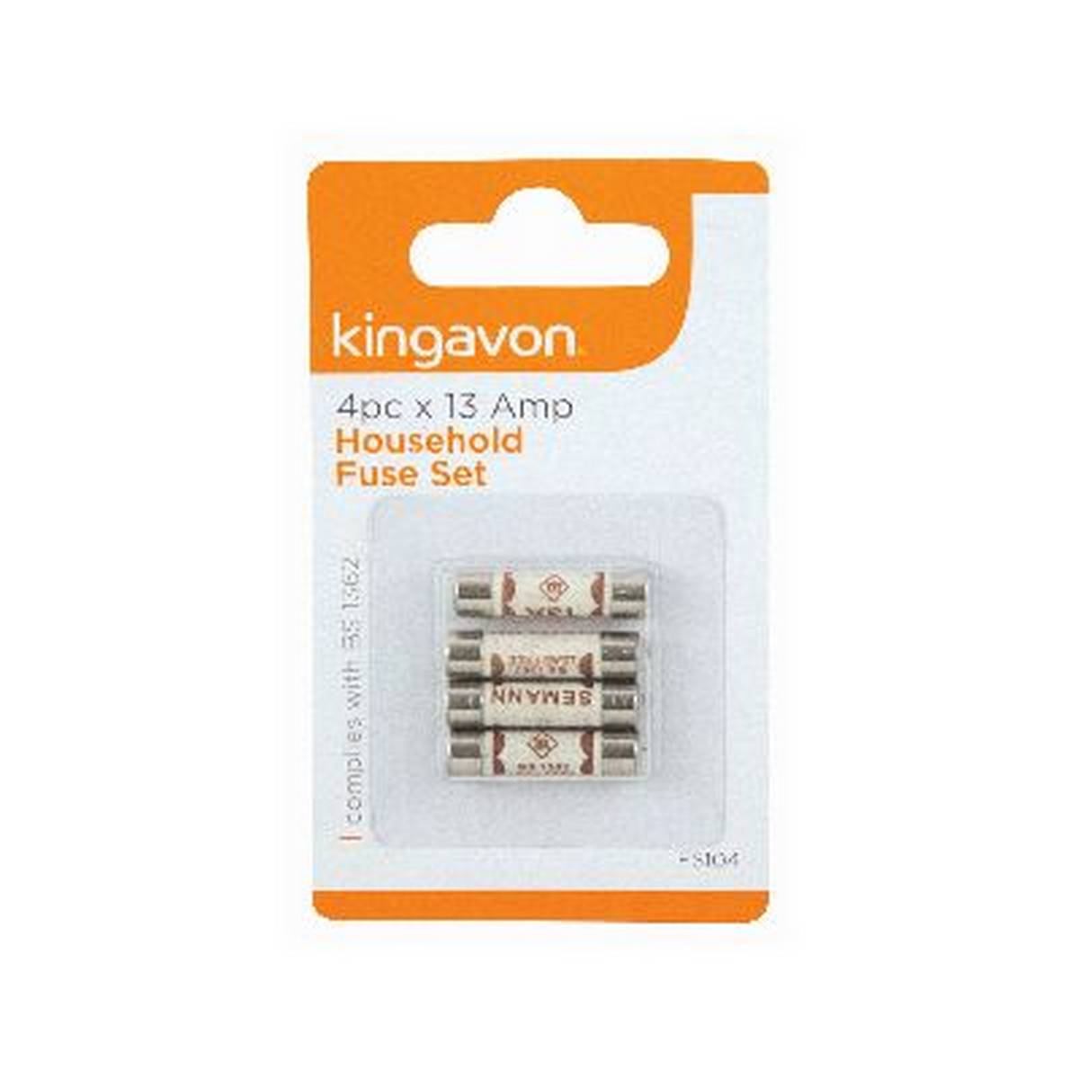 KINGAVON 4PC X 13AMP HOUSEHOLD FUSE SET BB-FS104