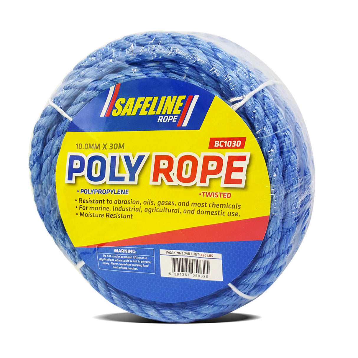 SAFELINE 10MM  X 30M POLYPROP BLUE ROPE