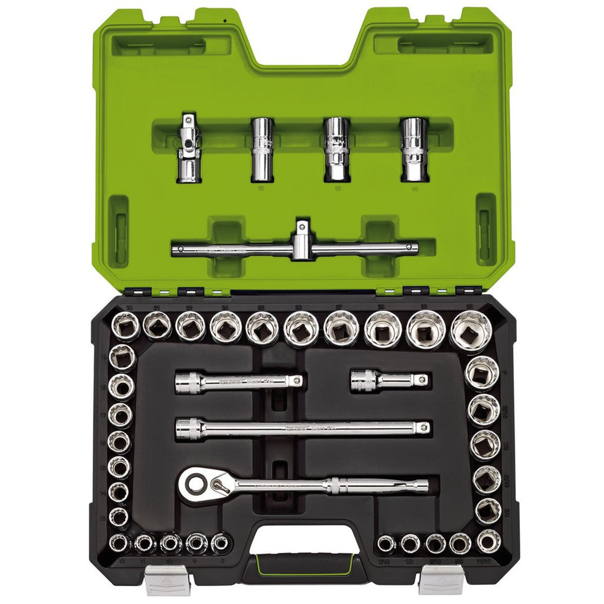 DRAPER EXPERT MM/AF COMBINED SOCKET SET, 1/2" SQ. DR., GREEN (41 PIECE)