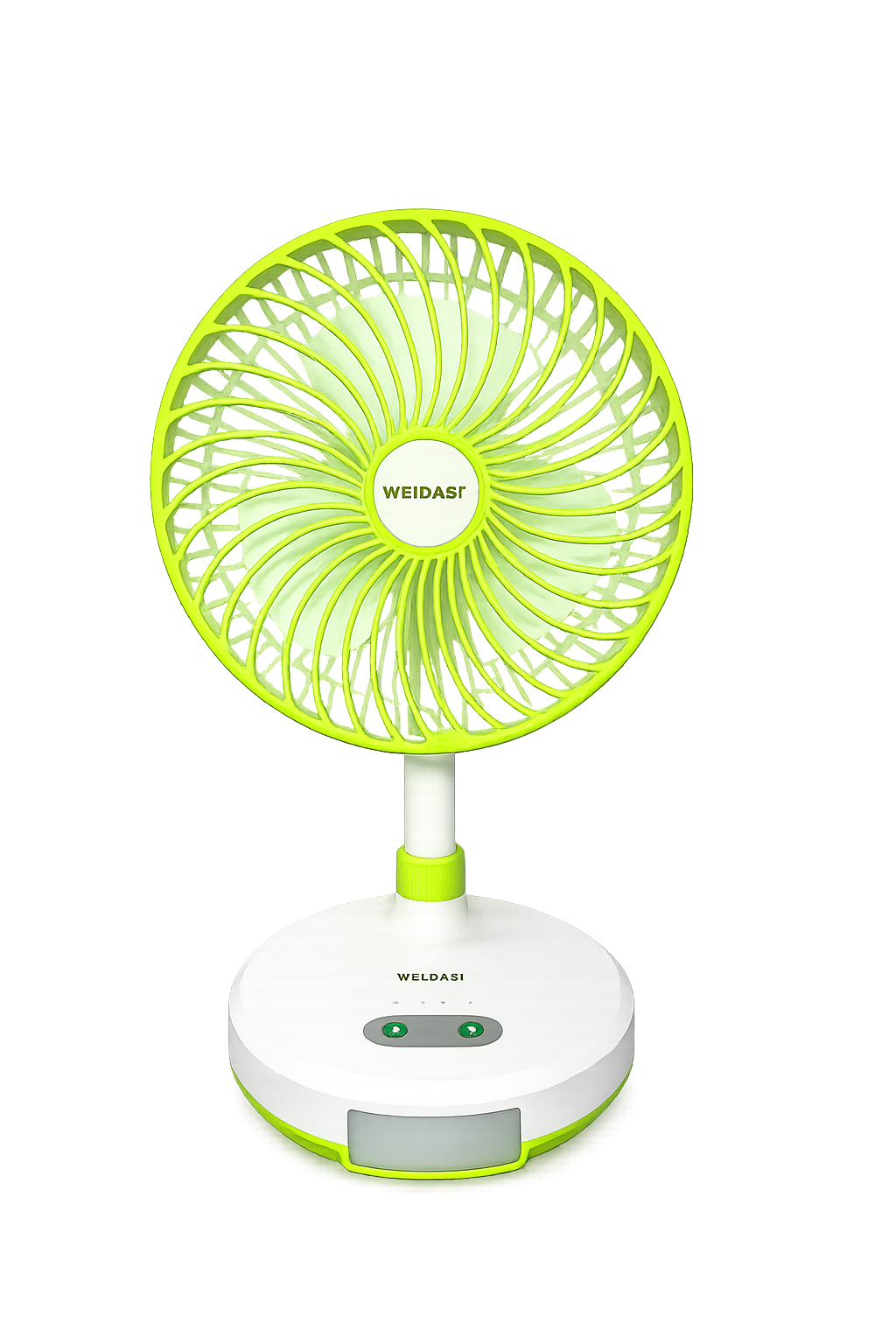 WEIDASI USB 6-INCH, PORTABLE RECHARGEABLE TABLE FAN + LED LAMP
