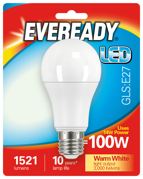 EVEREADY 14W (100W) E27 LED GLS 1521 LUMENS - Watson Hire