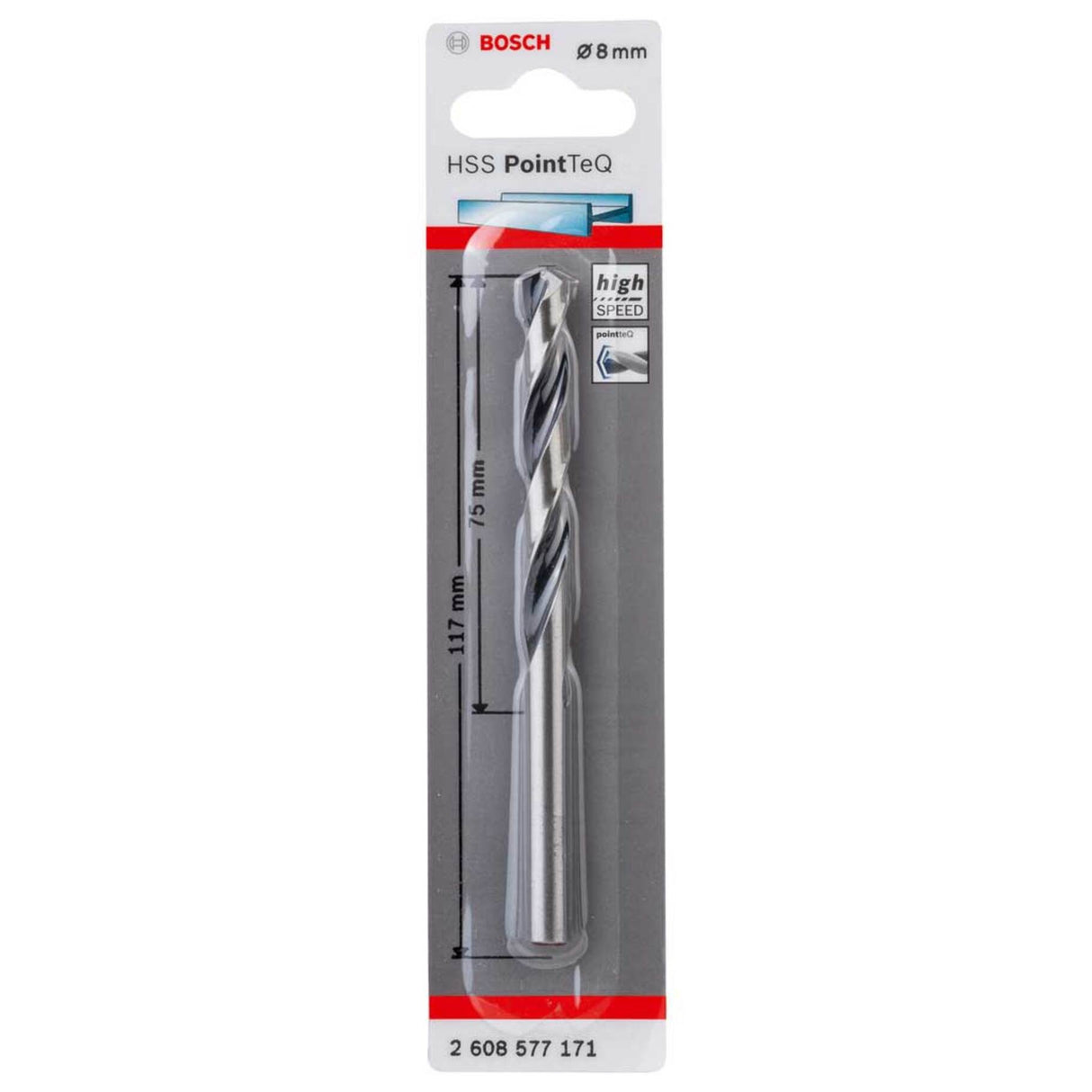 BOSCH HSS POINTTEQ DRILL BIT 8 X 117MM HSS-R