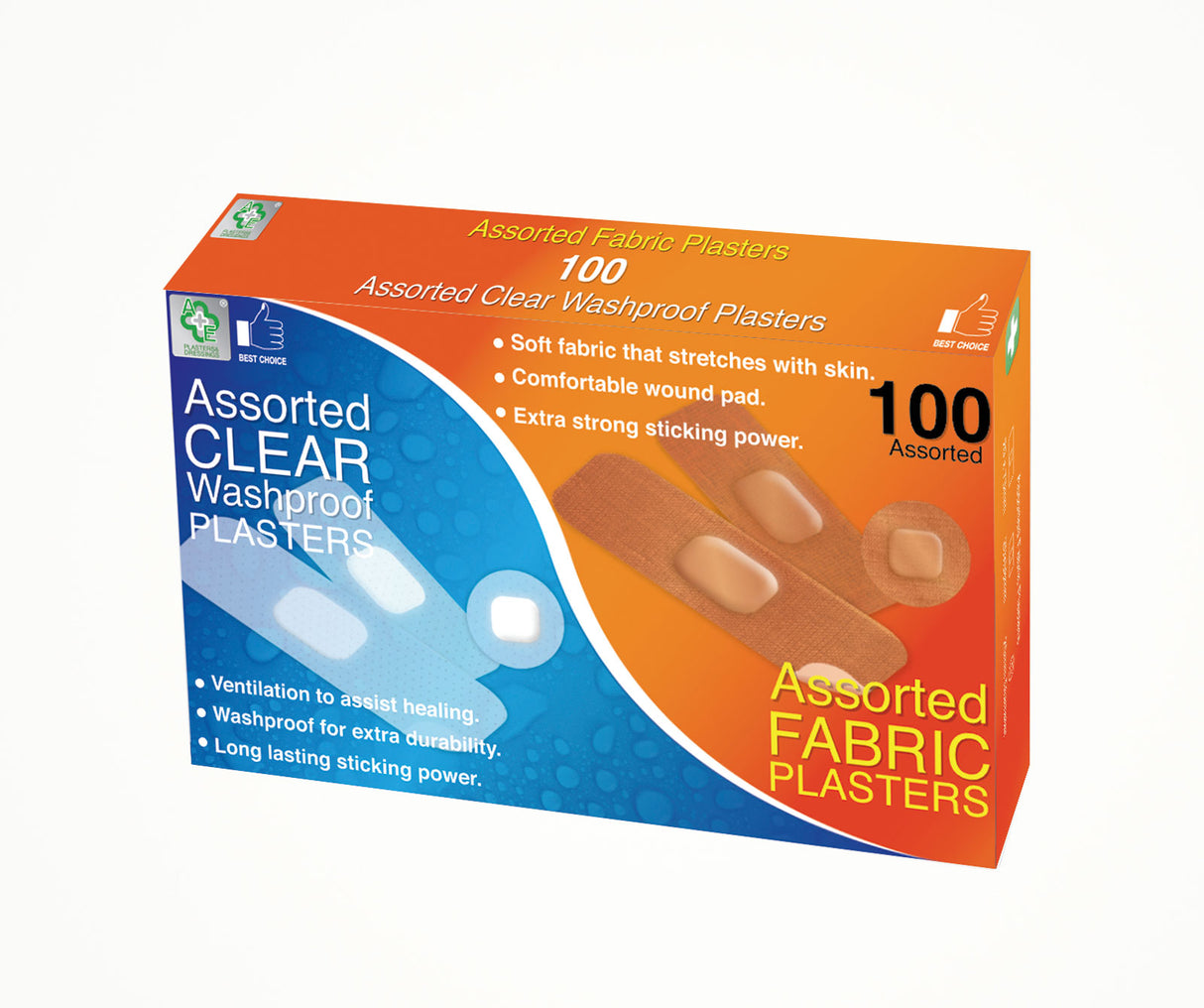A&E FABRIC CLEAR PLASTERS BOX 100PC