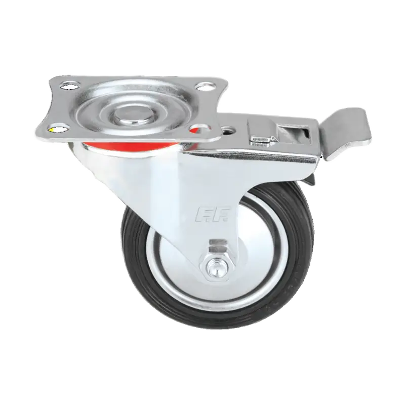 FF GROUP NDUSTRIAL BLACK CASTER SWIVEL WITH BRAKE 75MM