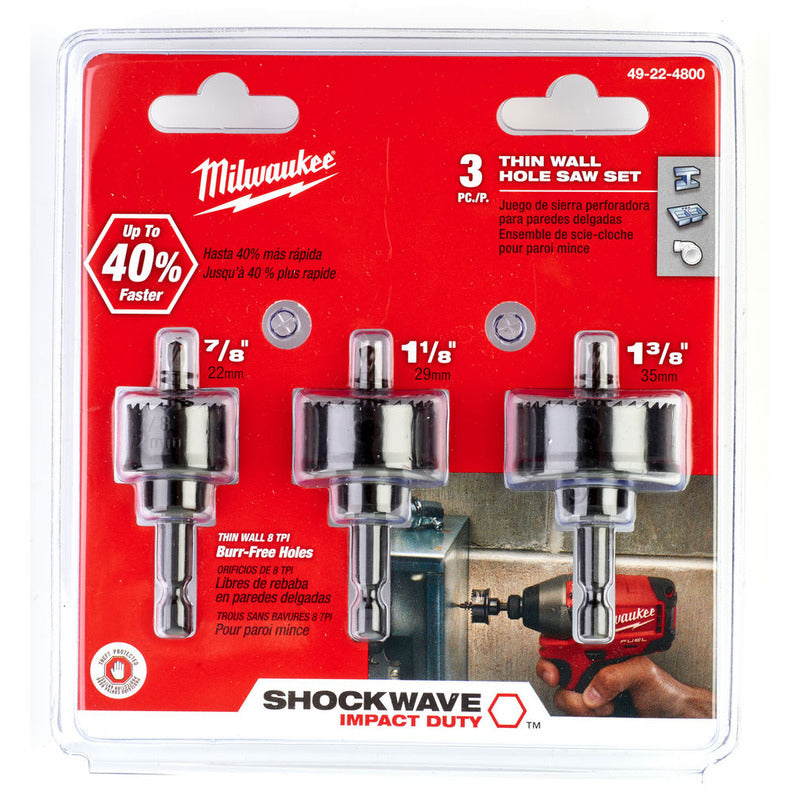 Milwaukee 49224800 3pc Shockwave Impact Duty Holesaw Set