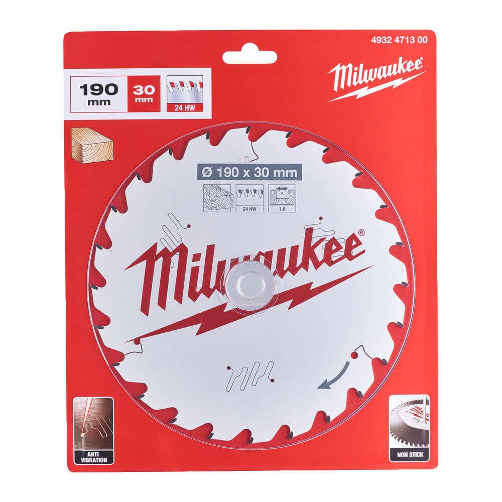 MILWAUKEE 190 X 30 X 1.6 X 24T CIRCULAR SAW BLADE