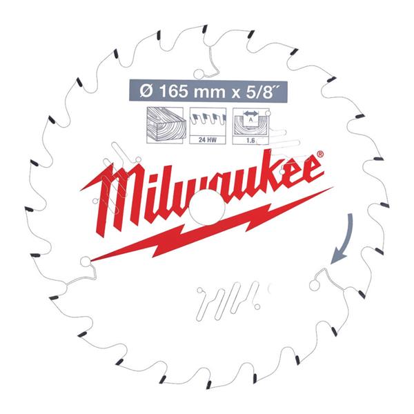 MILWAUKEE 165MM X 15.87MM x 24T CIRCULAR SAW BLADE