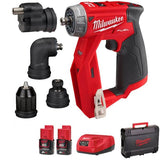 MILWAUKEE M12FDDXKIT-202X 12V FUEL 4 IN 1 DRILL DRIVER KIT + 2X2AH BATTERIES