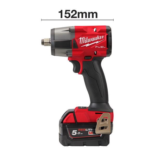 MILWAUKEE M18 FUEL 1/2" MID-TORQUE IMPACT WRENCH 2X 5AH BATTERIES, FAST CHARGER