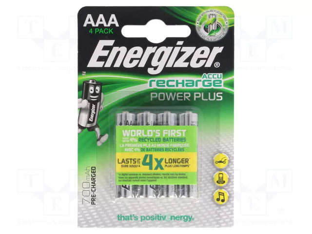 ENERGIZER RECHARGABLE AAA POWER PLUS 4-PACK BATTERY