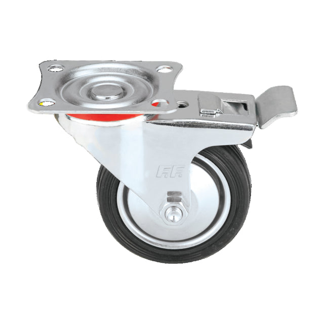 FF GROUP INDUSTRIAL BLACK CASTER SWIVEL WITH BRAKE 100MM - Watson Hire