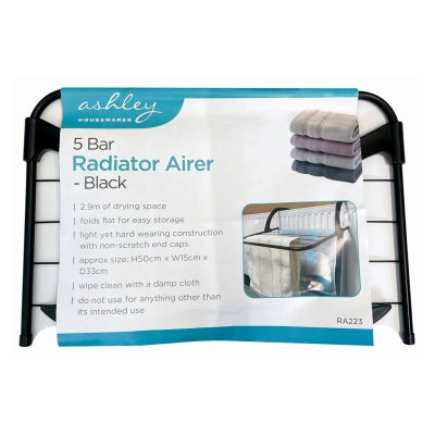 BB-RA223  5 BAR RADIATOR AIRER  BLACK
