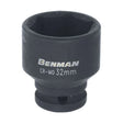 BENMAN IMPACT SOCKET, BLACK, 1/2", 38MML 19MM - Watson Hire