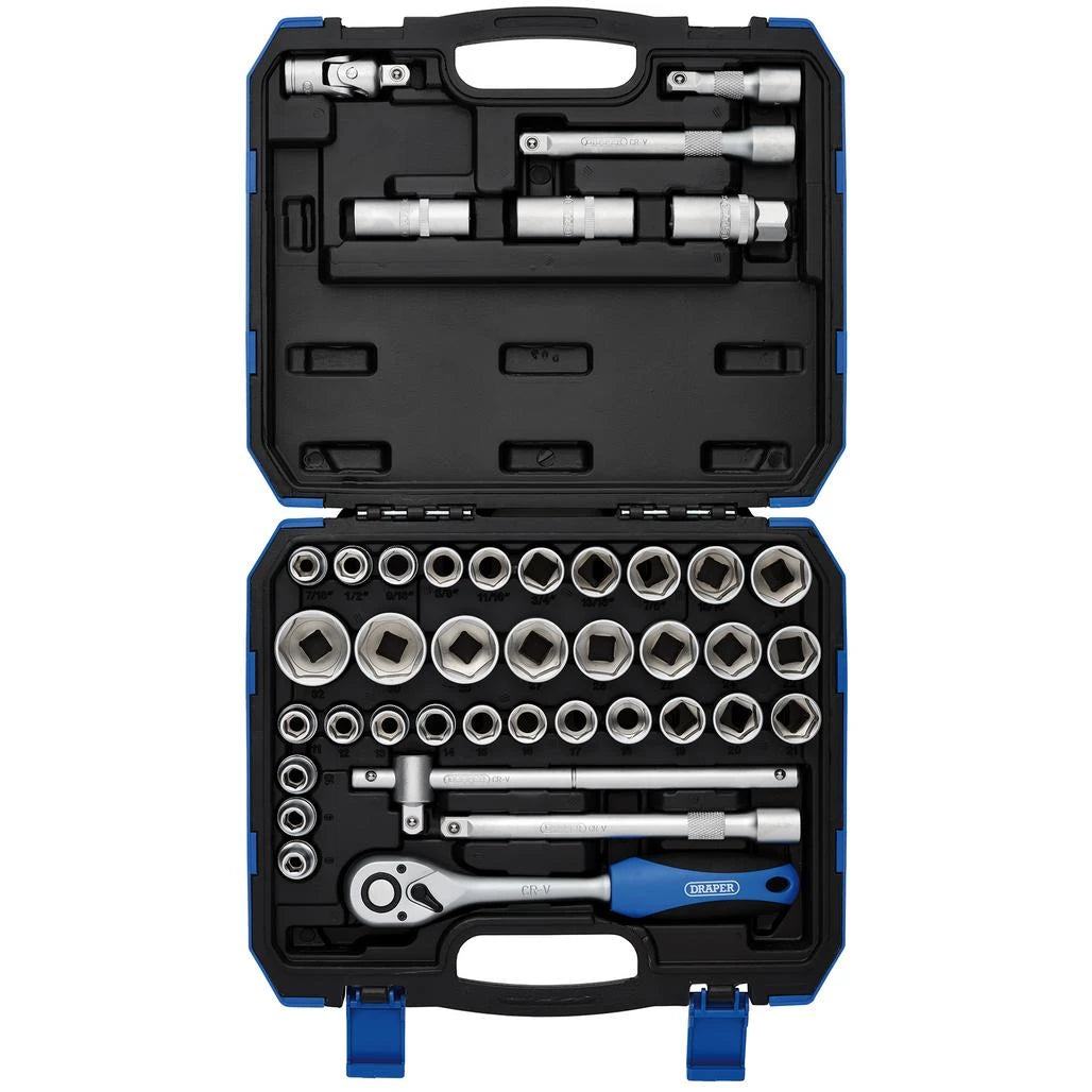 DRAPER COMBINED MM/AF SOCKET SET, 1/2" SQ. DR. (41 PIECE)