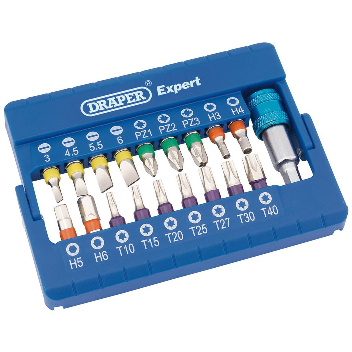 DRAPER 19 PIECE COLOURED RING SCREWDRIVER BIT SET