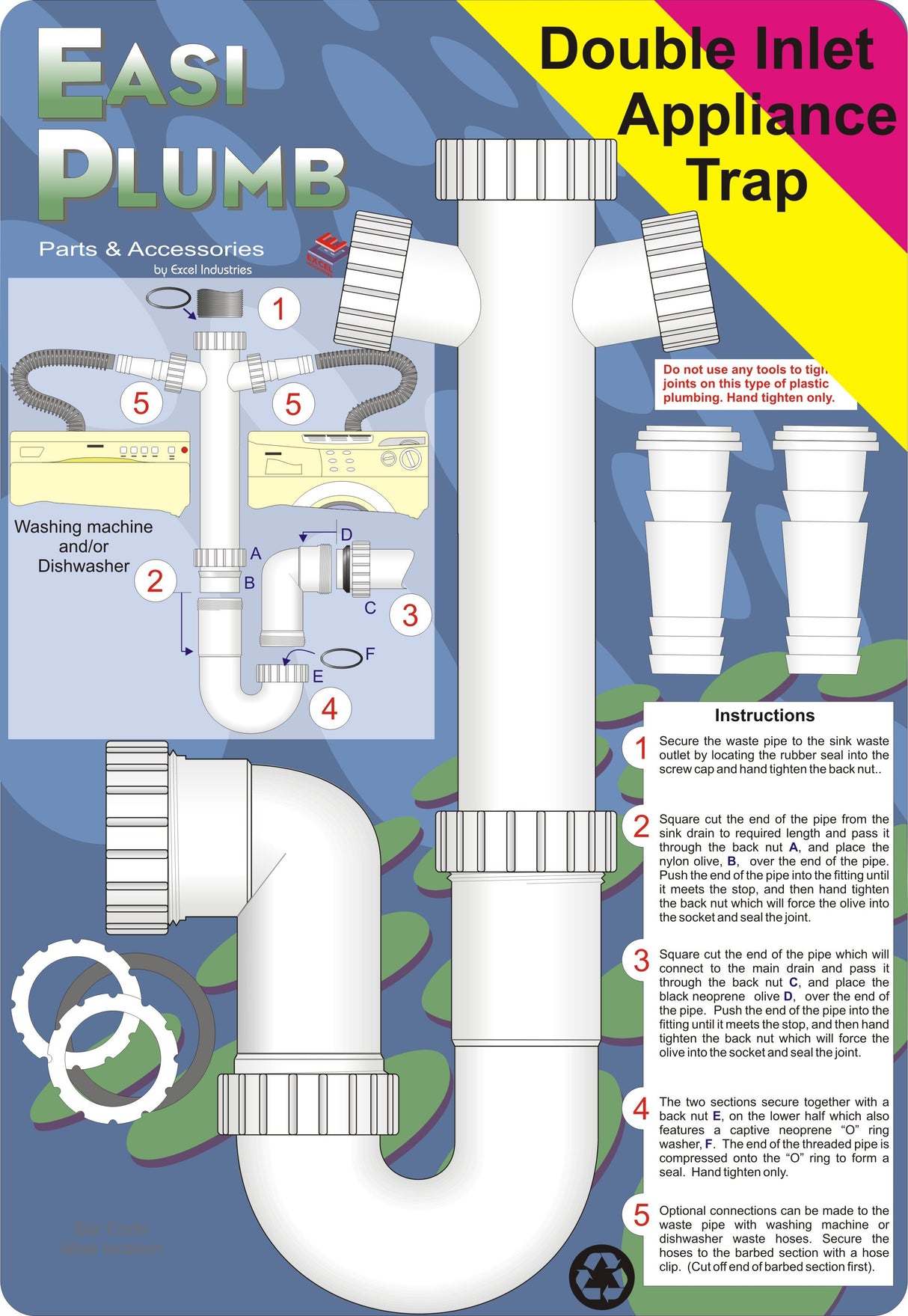 Easy Plumb 11/2" x 3" Seal  Appliance Trap Double Inlet