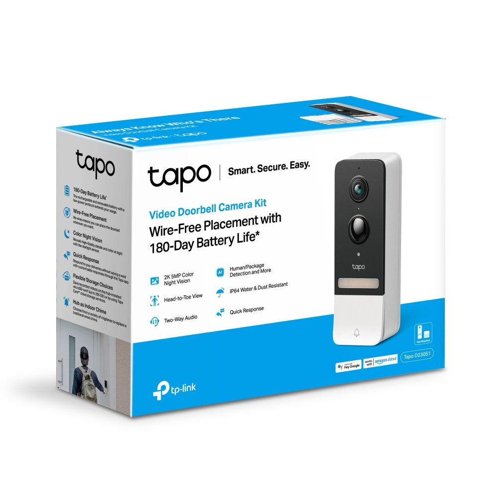 TP LINK 5MP BATTERY SMART AI VIDEO DOORBELL IP64 FULL COLOUR