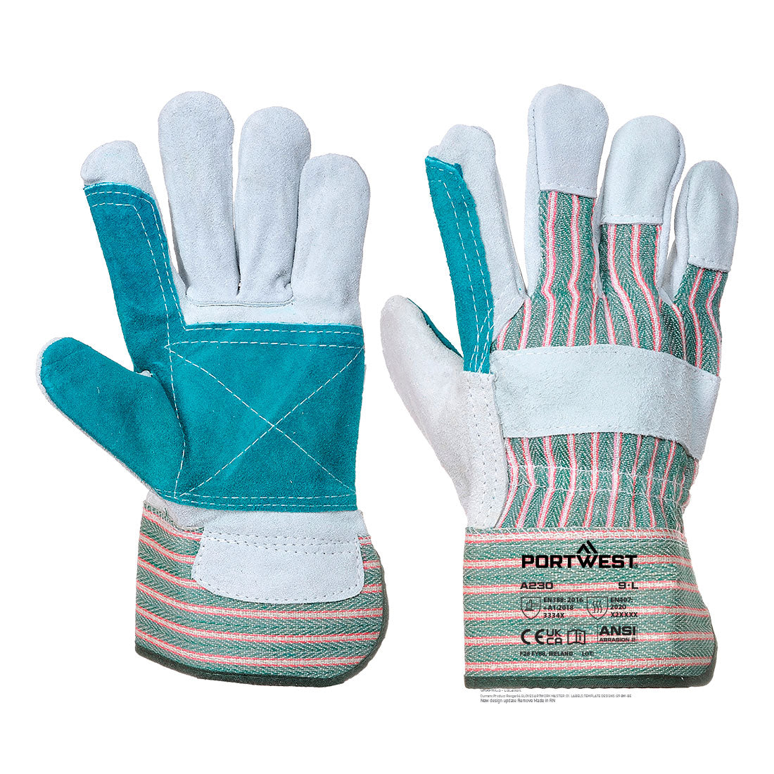 PORTWEST DOUBLE PALM RIGGER GREYGREEN /XL