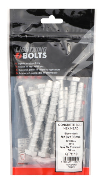 LIGHTNING BOLT M6X50MM BAG 10