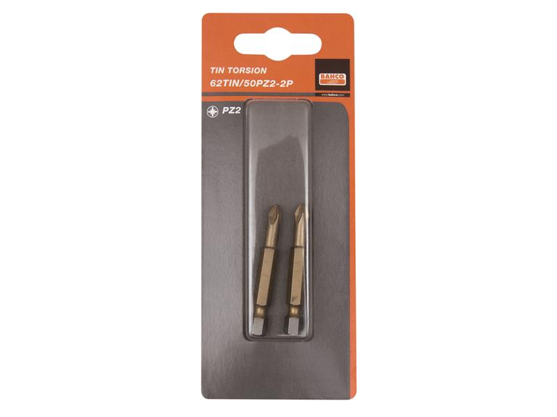 Bahco TiN Screwdriver Bits Pozidriv PZ2 50mm (Pack 2)
