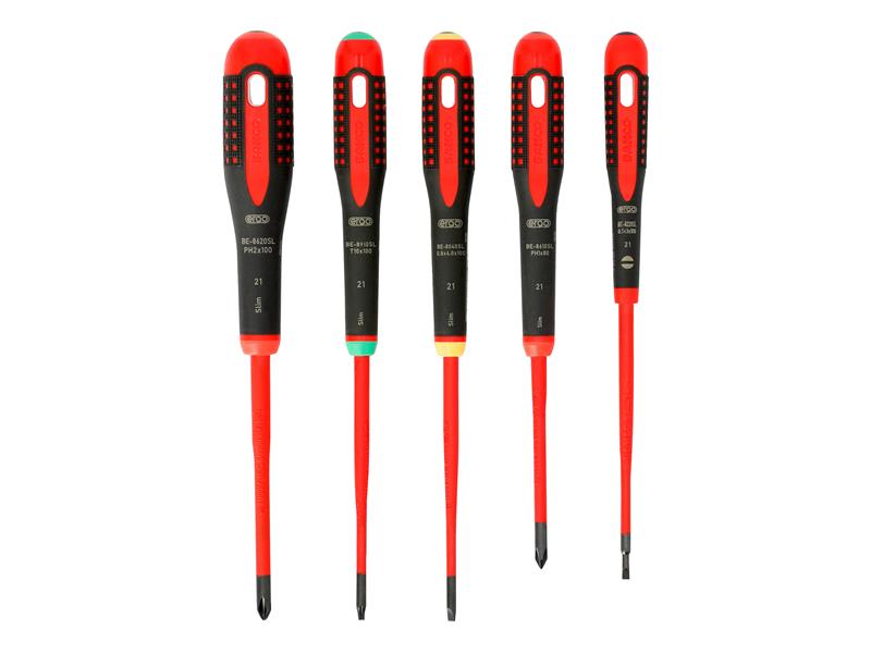 Bahco BE-9871SL ERGO™ Slim VDE Insulated Screwdriver Set, 5 Piece