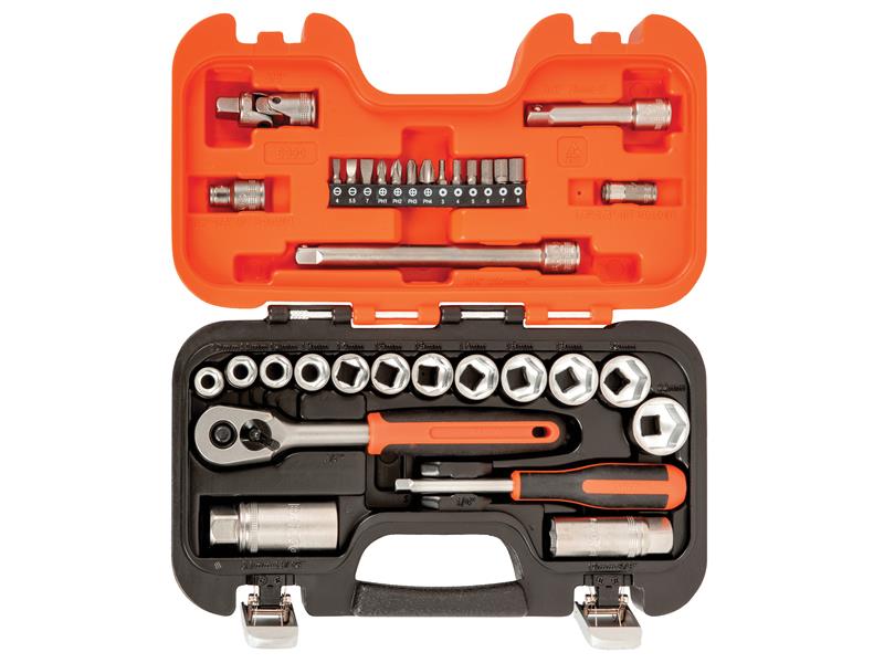 BAHCO 3/8IN DRIVE SOCKET SET (34 PIECE)