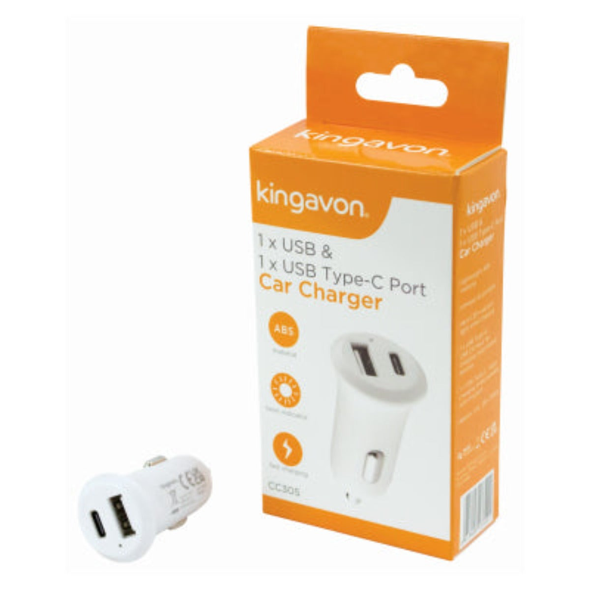 KINGAVON 1 X Usb & 1 X Usb Type-C Port In Car Charger