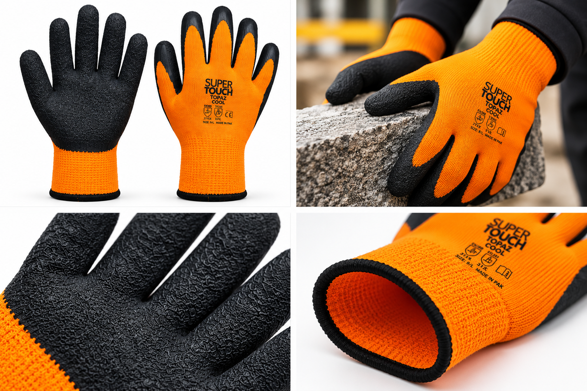 SUPERTOUCH TOPAZ COOL ORANGE LATEX GLOVES 12 PACK XL