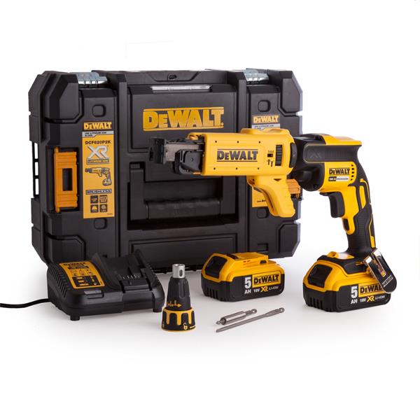 DEWALT 18V COLLATED DRYWALL SCREWDRIVER KIT 2 X 5AH BATTERIES