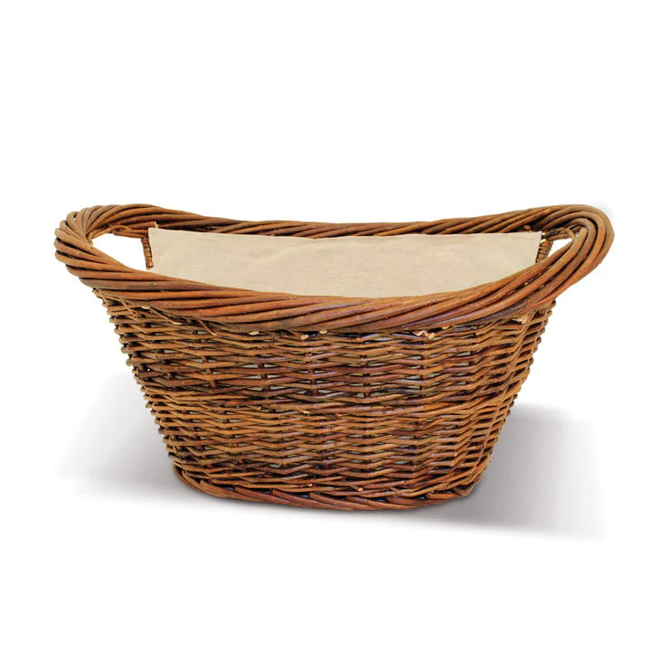 DE VIELLE NATURAL WICKER OVAL BASKET WITH CANVAS LINER