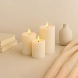 DE VIELLE FLAMELESS SET OF 3 IVY LED WAX PILLAR CANDLES