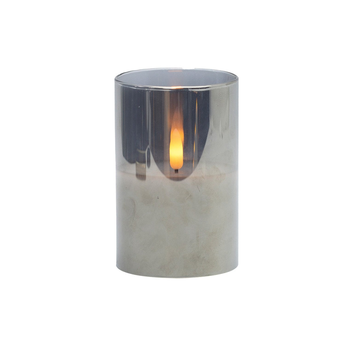 DE VIELLE FLAMELESS LARGE SMOKEY GREY LED GLASS CANDLE