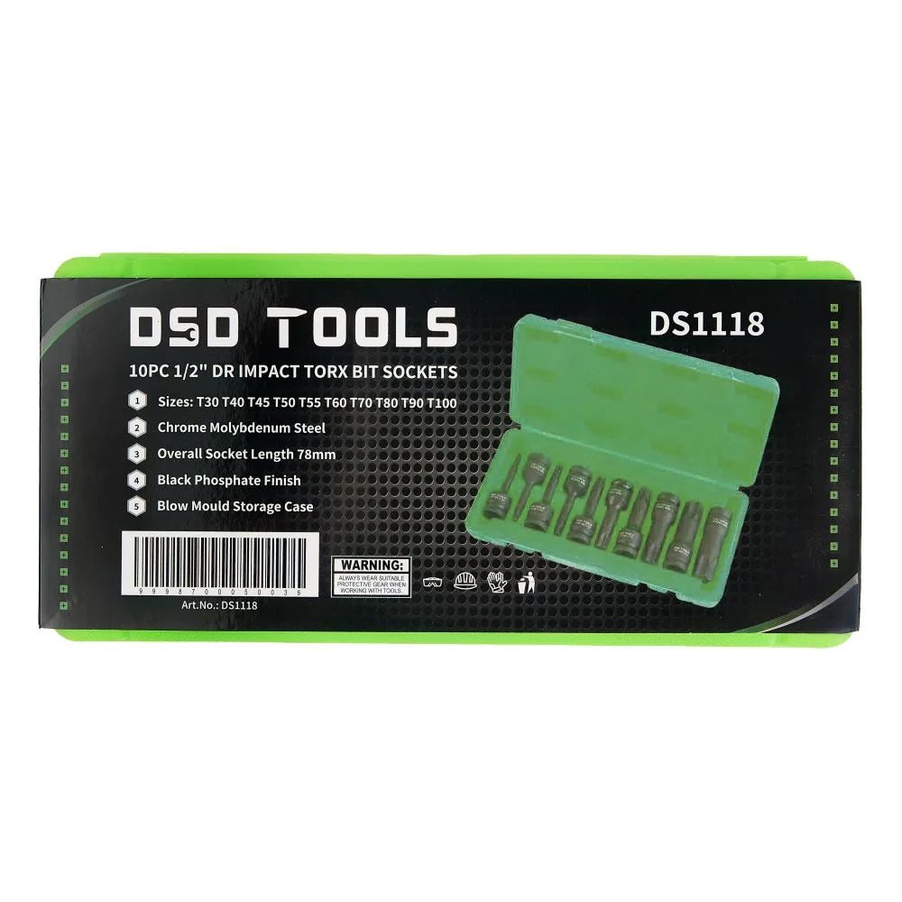 DSD TOOLS 10PC 1/2" DR IMPACT TORX BIT SOCKETS