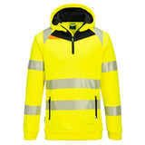 PORTWESTDX4 HI-VIS QUARTER ZIP HOODY YELLOW/BLACK