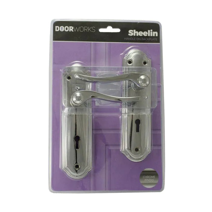 DOORWORKS SHEELIN CHROME LEVER ON PLATE          BLISTER