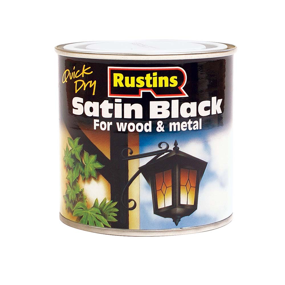 RUSTINS 250ML SATIN WOOD & METAL PAINT - BLACK