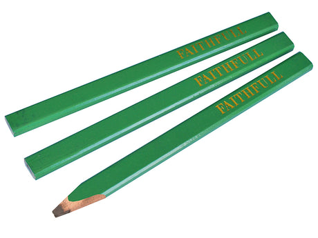 Faithfull Carpenter's Pencils - Green / Hard (Pack 3) - Watson Hire