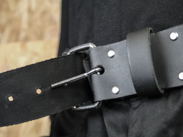 FAITHFULL HEAVY DUTY LEATHER BELT 45MM WIDE BLACK