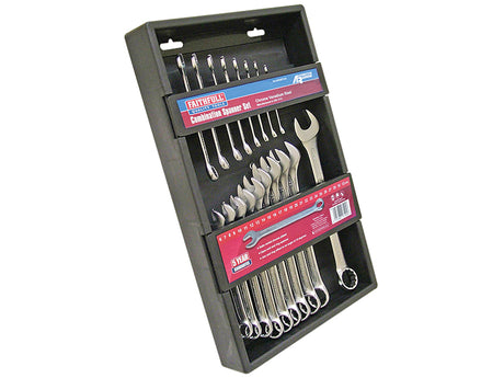 Faithfull Chrome Vanadium Combination Spanner Set, 18 Piece - Watson Hire
