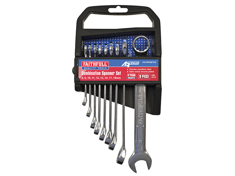 Faithfull Chrome Vanadium Spanner Set 9 Piece – Watson Hire