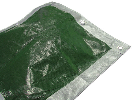 Faithfull Heavy-Duty Tarpaulin Green/Silver 5.4 x 5.4m (18 x 18ft) 140gsm - Watson Hire