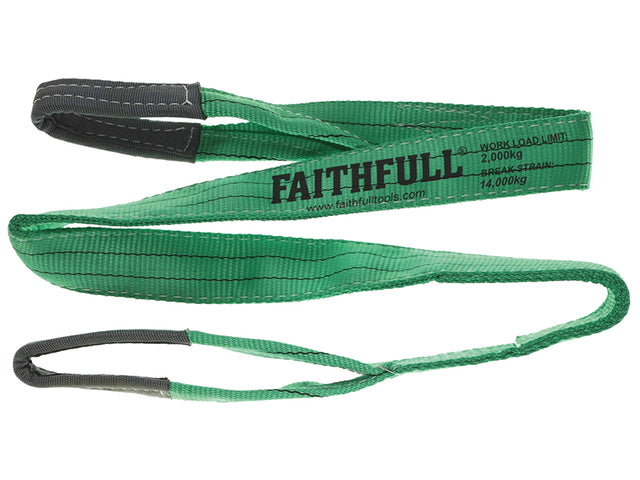 Faithfull Lifting Sling Green 2 Tonne 60mm x 2m - Watson Hire
