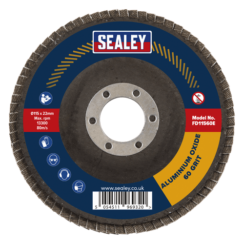 SEALEY - 115MM 60  ALUMINIUM OXIDE FLAP DISCS